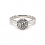 9ct White Gold Round Brilliant Cut Halo Diamond Engagement Ring 
