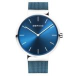 Bering Classic Unisex Blue Mesh Watch 