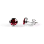 Henryka Small Round Stud Earrings In Silver And Garnet