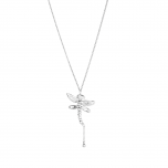 Long Dragonfly Silver Plated Necklace 