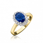 Sapphire and Diamond Cluster Rubover Set Ring 