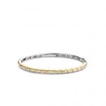 Ti Sento Milano Sterling Silver and Gold Plated Hinged Bangle with cubic Zirconia  