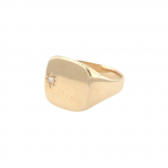 9ct Gold Oval Cushion Signet Ring with Diamond - Size U.5