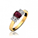 Ruby and Diamond 3 Stone Ring 