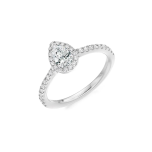 Pear Shaped Diamond Halo Claw Set Platinum Engagement Ring with Diamond Set Shoulders 