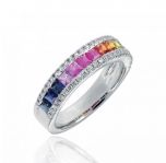 18ct Multi Coloured Rainbow Effect Sapphire Ring 