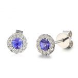 Tanzanite & Diamond Cluster Earrings 