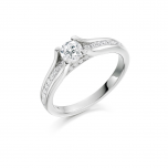 Diamond Solitaire Platinum Engagement Ring with Channel Set Diamond Shoulders