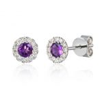 Amethyst & Diamond Cluster Earrings 