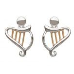 Silver and rose gold celtic harp earrings