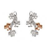 9ct white and rose gold shamrock diamond earrings