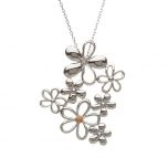 Silver and rose gold cluster petal pendant