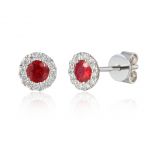 Ruby & Diamond Cluster Earrings 