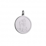 Sterling Silver 25mm plain round St Christopher Pendant