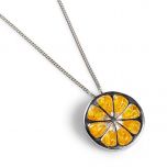 Henryka Lemon Slice Necklace in Silver & Yellow amber 
