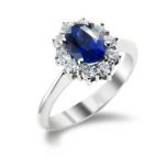 9ct White Gold Sapphire and Diamond Cluster Ring 