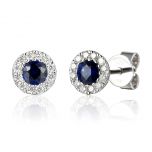 Sapphire & Diamond Cluster Earrings 
