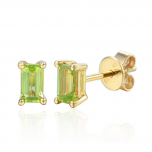 Peridot Gemstone 9ct Yellow Gold Octagon Stud Earrings