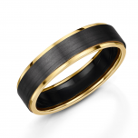 Black Zirconium and 9ct Yellow Gold Edges 6mm Mens Wedding Ring