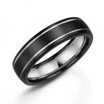 Black and White Zirconium 6mm Mens Wedding Ring 
