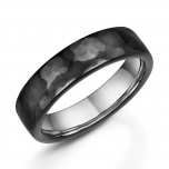 Black Hammered Zirconium 6mm Mens Wedding Ring  