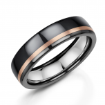 Black Zirconium and 9ct Rose Gold 6mm Mens Wedding Ring