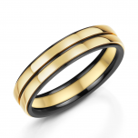 Black Zirconium and 18ct Yellow Gold 5.5mm Mens Wedding Ring