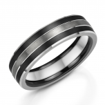 Black Zirconium and Platinum 6mm Mens Wedding Ring