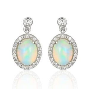 White Opal Earring